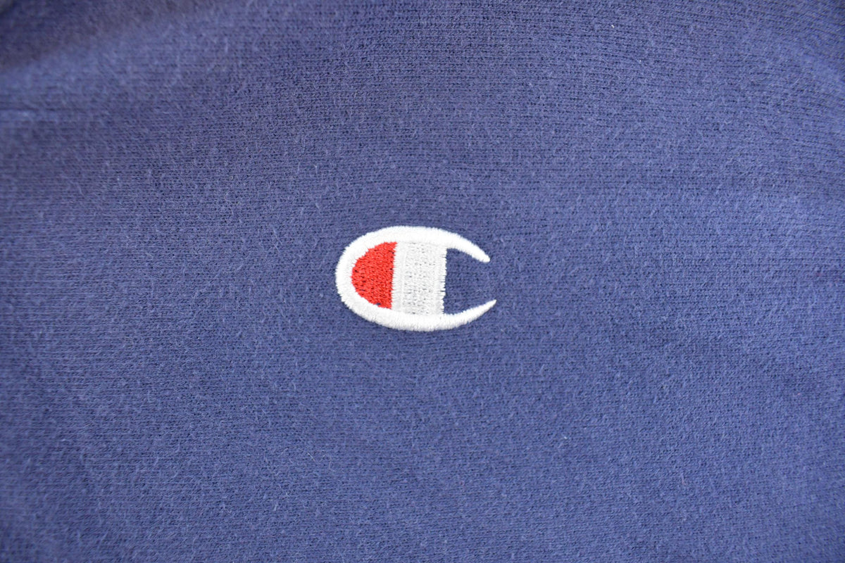 Vintage 2000s Sun Faded Champion Reverse Weave Blank Navy Blue Hoodie Sweatshirt Men's S