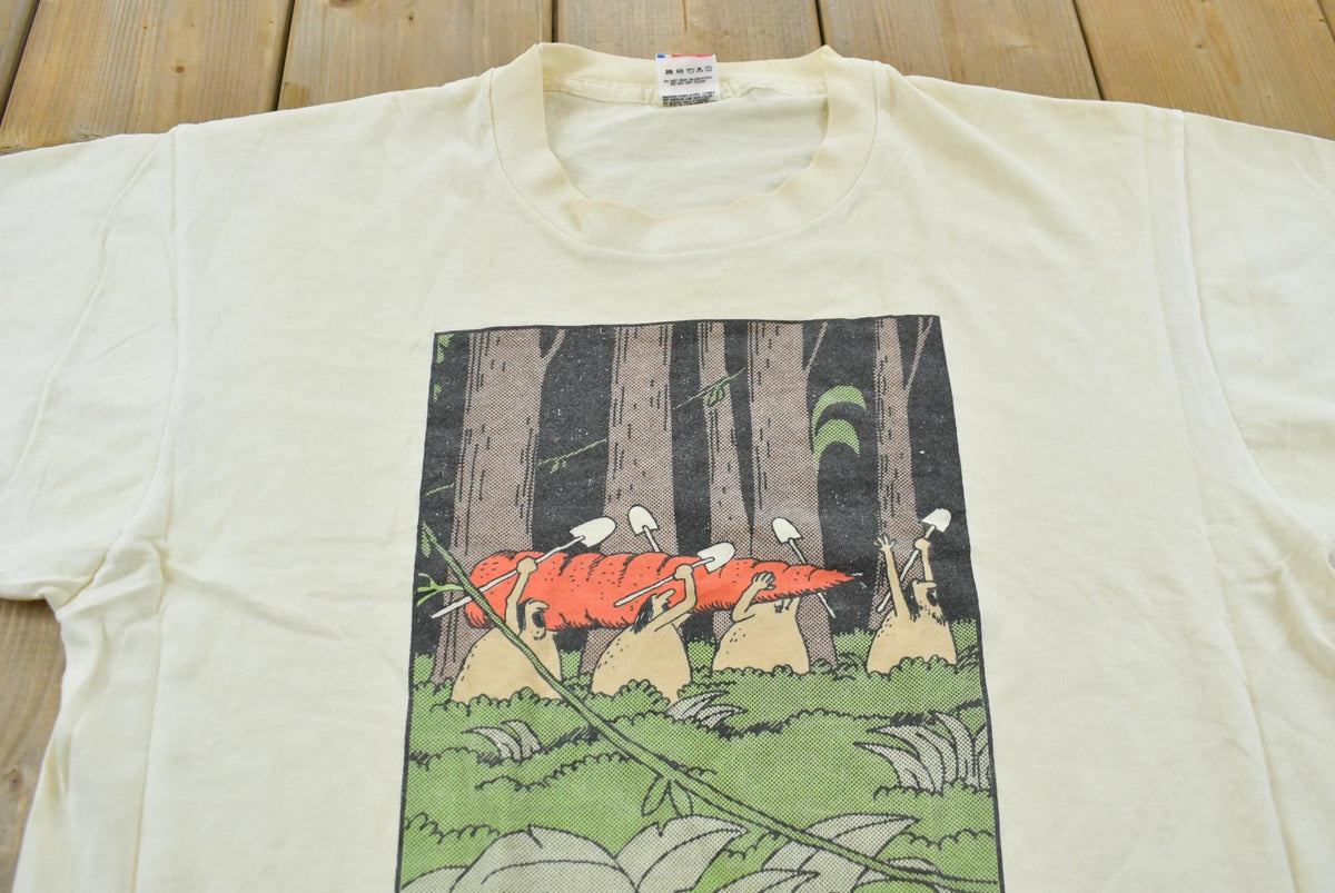 Vintage 1987 The Far Side Early Vegetarians Funny Parody Comic T-Shirt Men's L