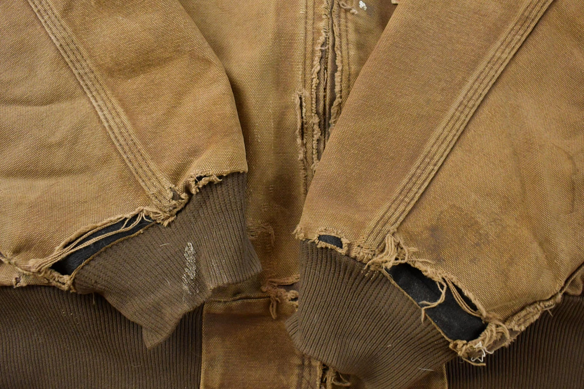 Vintage 1990s Distressed Carhartt Hooded Jacket Men's XL