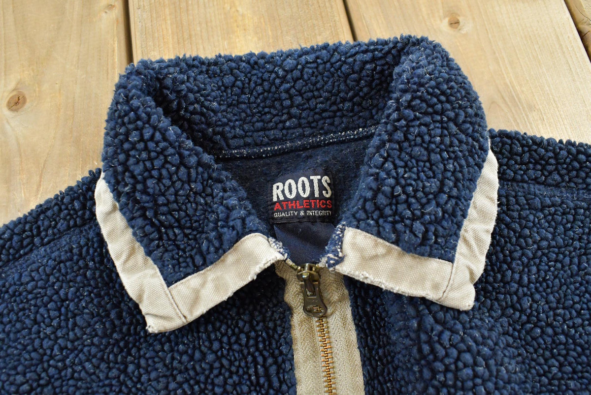 Vintage 1990s Roots Fleece Quarter Zip Sweatshirt Men's M