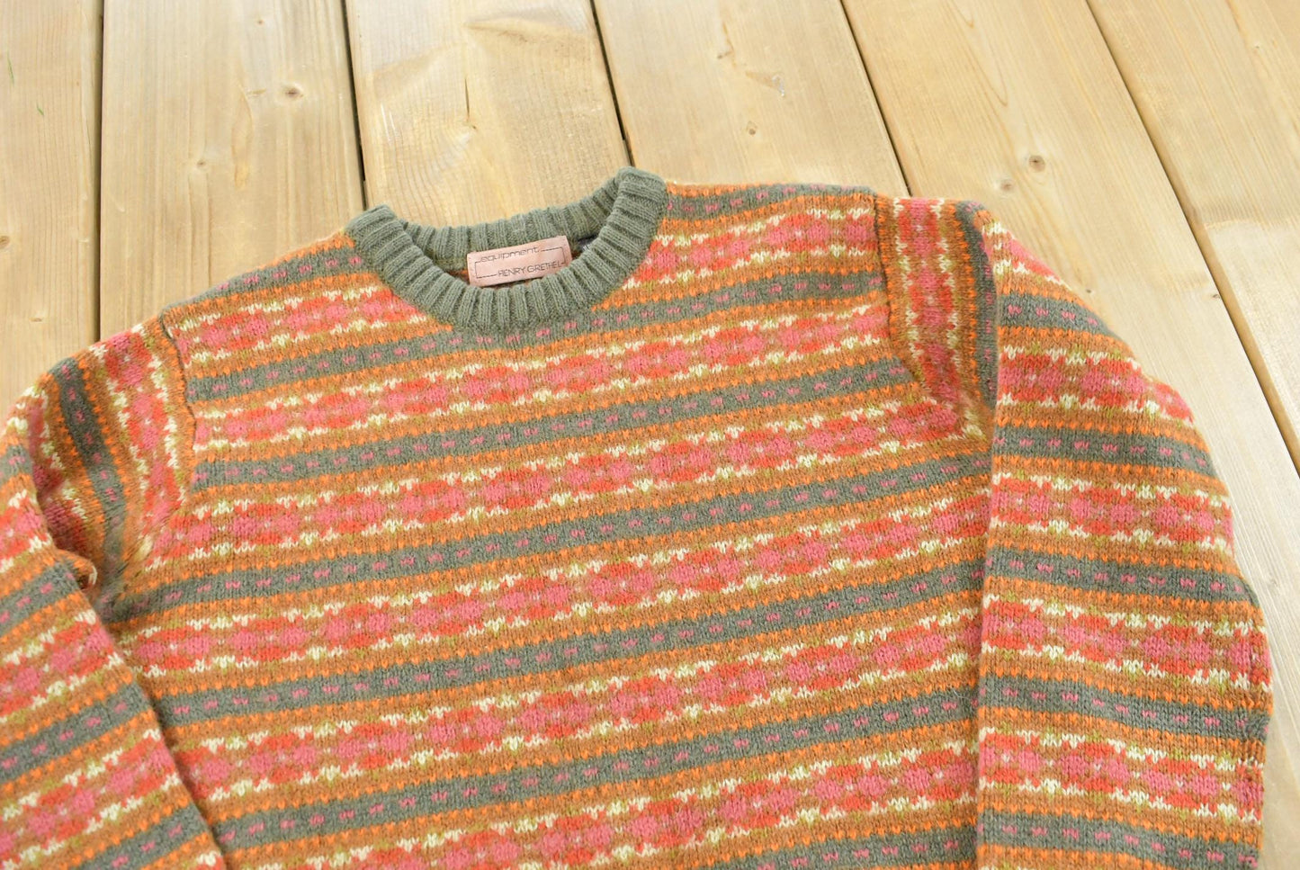 Vintage 1980s Henry Grethel Studio Abstract Lambswool Knit Crewneck Sweater Men's XS