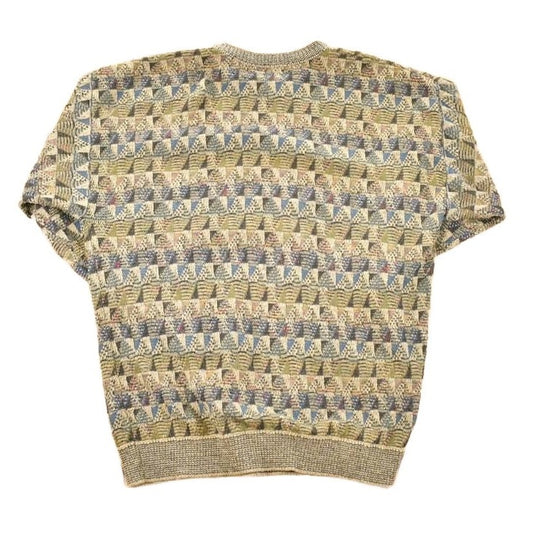 Vintage 1990s TSR Knit Abstract Print Crewneck Sweater Men's L