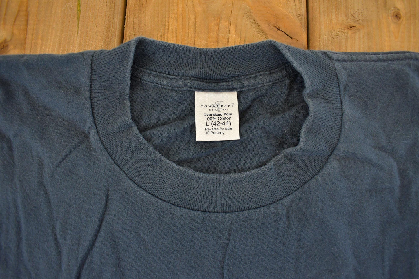 Vintage 1990s Towncraft Blank Navy Blue Pocket T-Shirt Men's L
