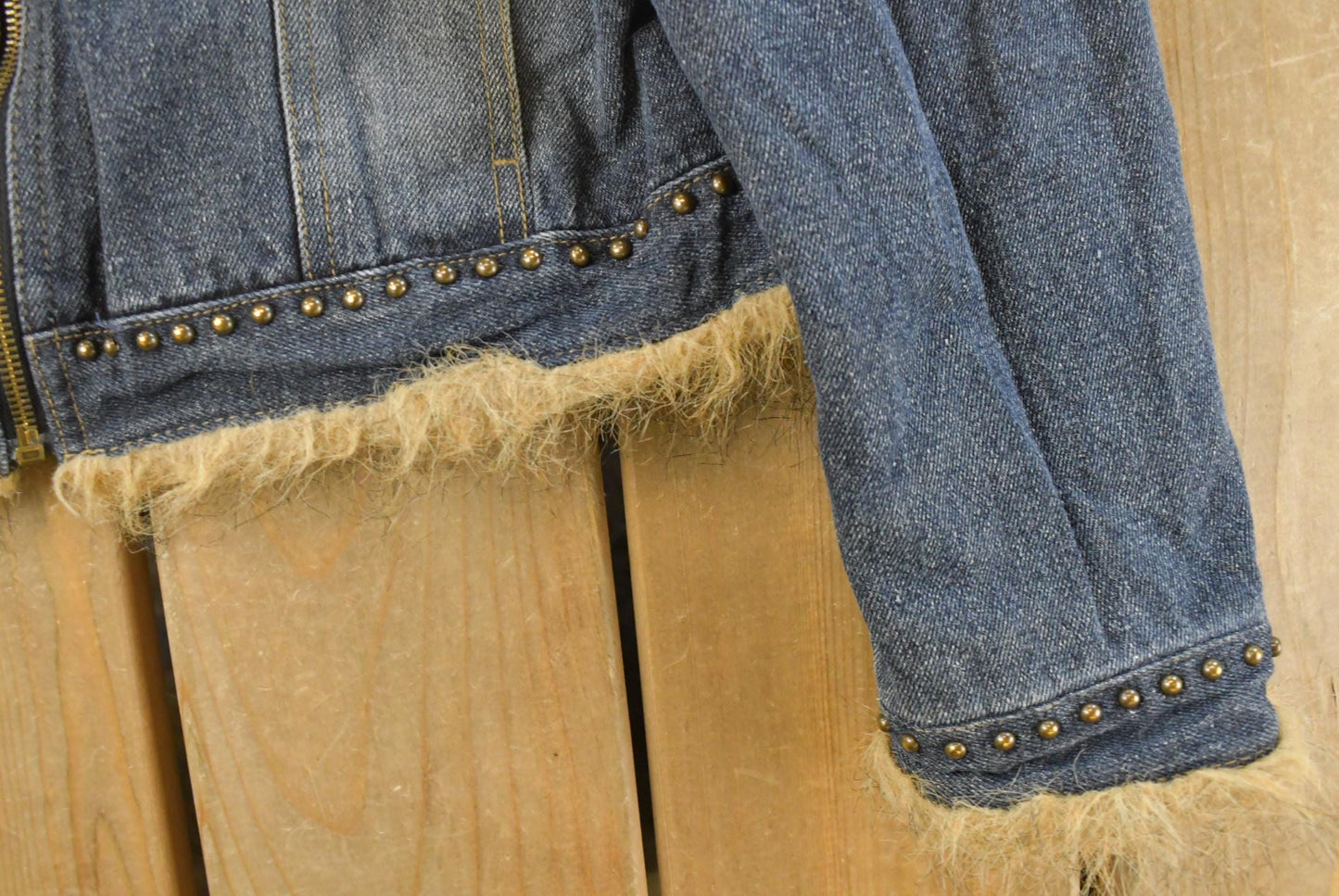 Vintage 2000s Faded Glory Faux Fur Denim Trucker Jacket Youth L