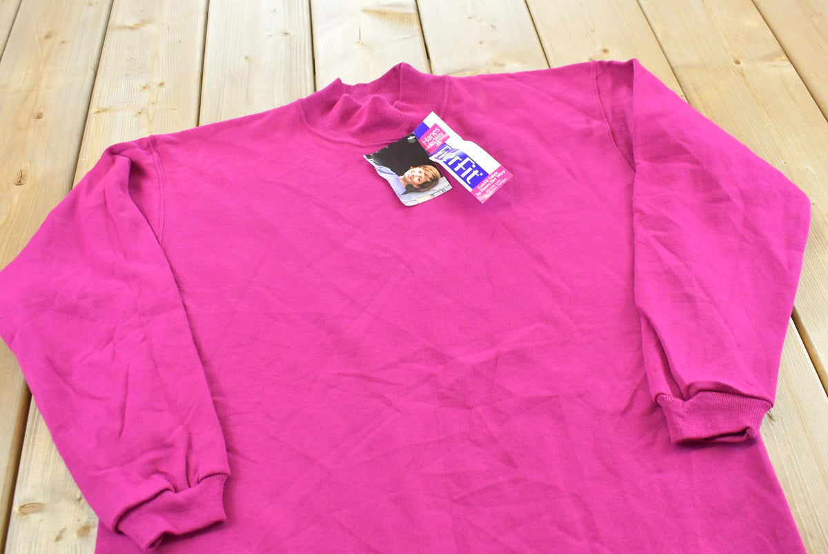 Vintage 1990s Deadstock Hanes Her Way Blank Magenta Crewneck Sleep Sweatshirt Women's M Long