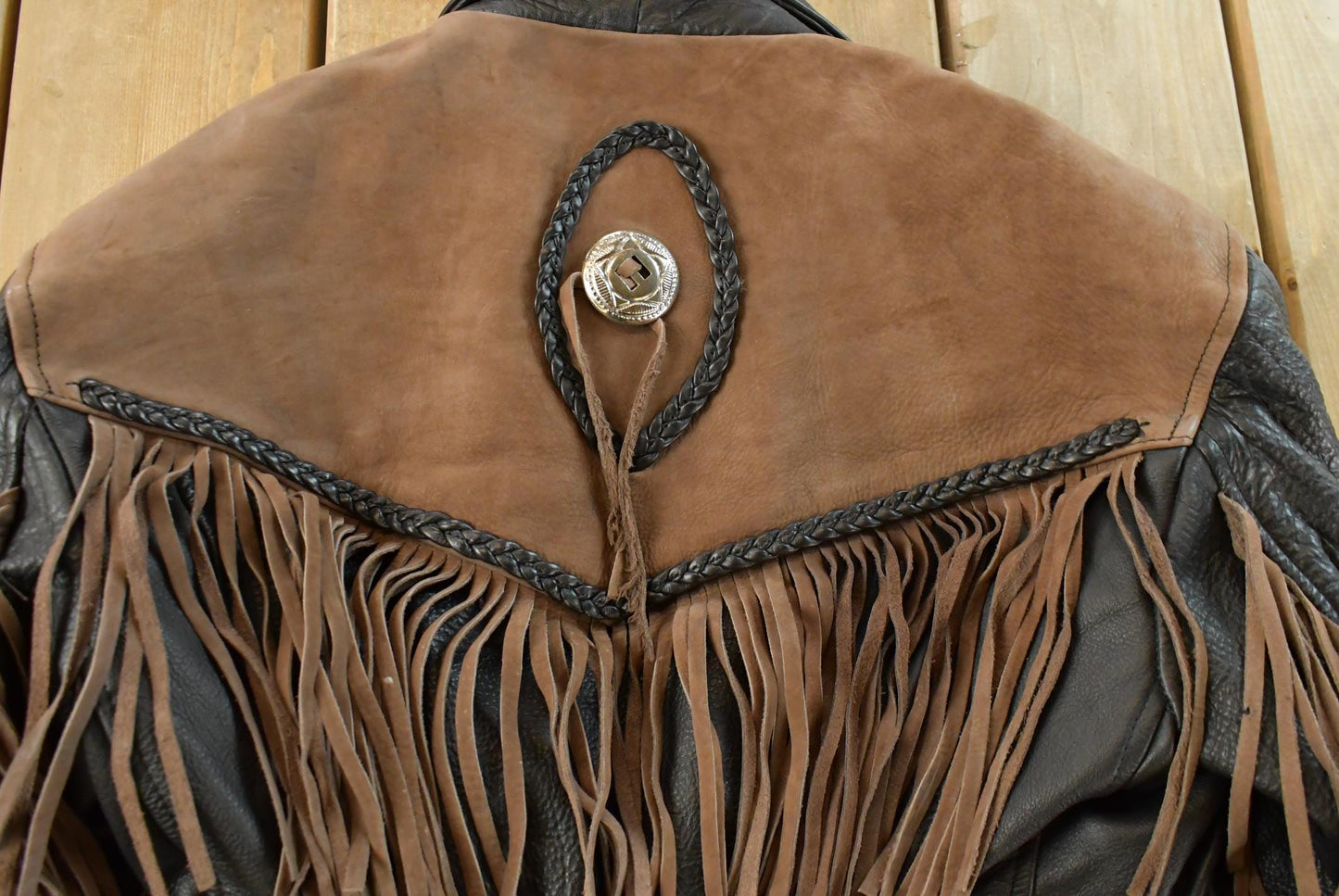 Vintage 1980s Leather Western Fringe Jacket Women's Small