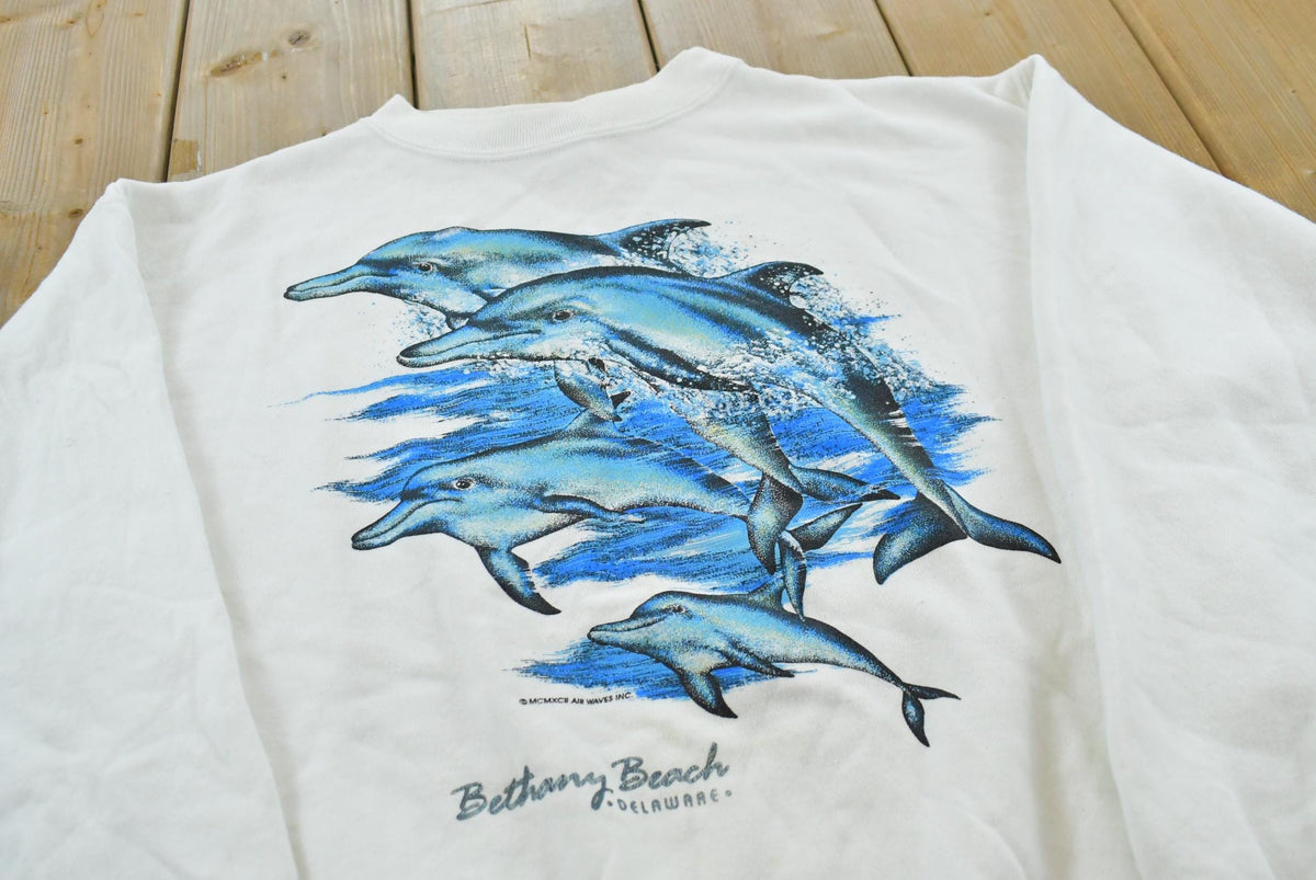 Vintage 1992 Bethany Beach Delaware Dolphins Souvenir Crewneck Sweatshirt Men's M