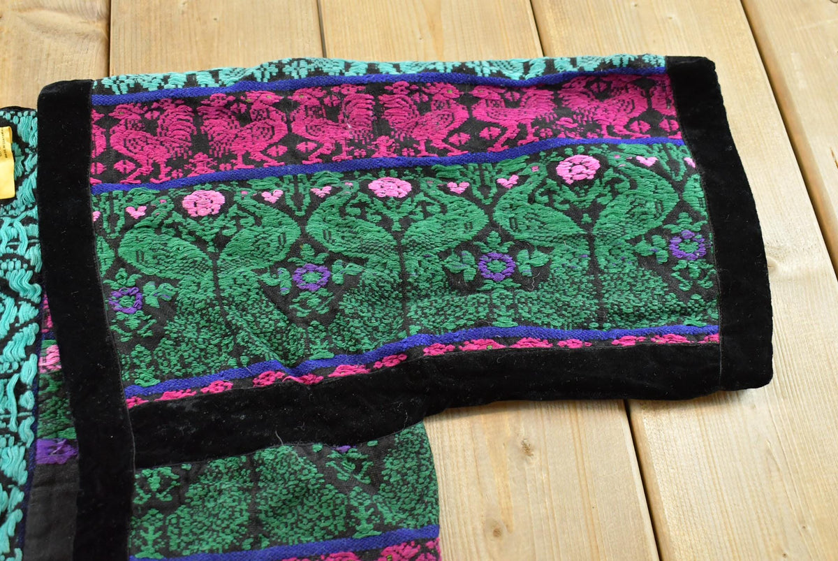 Vintage 1980s Huipil Floral Pattern Tapestry Jacket Women's M Cropped