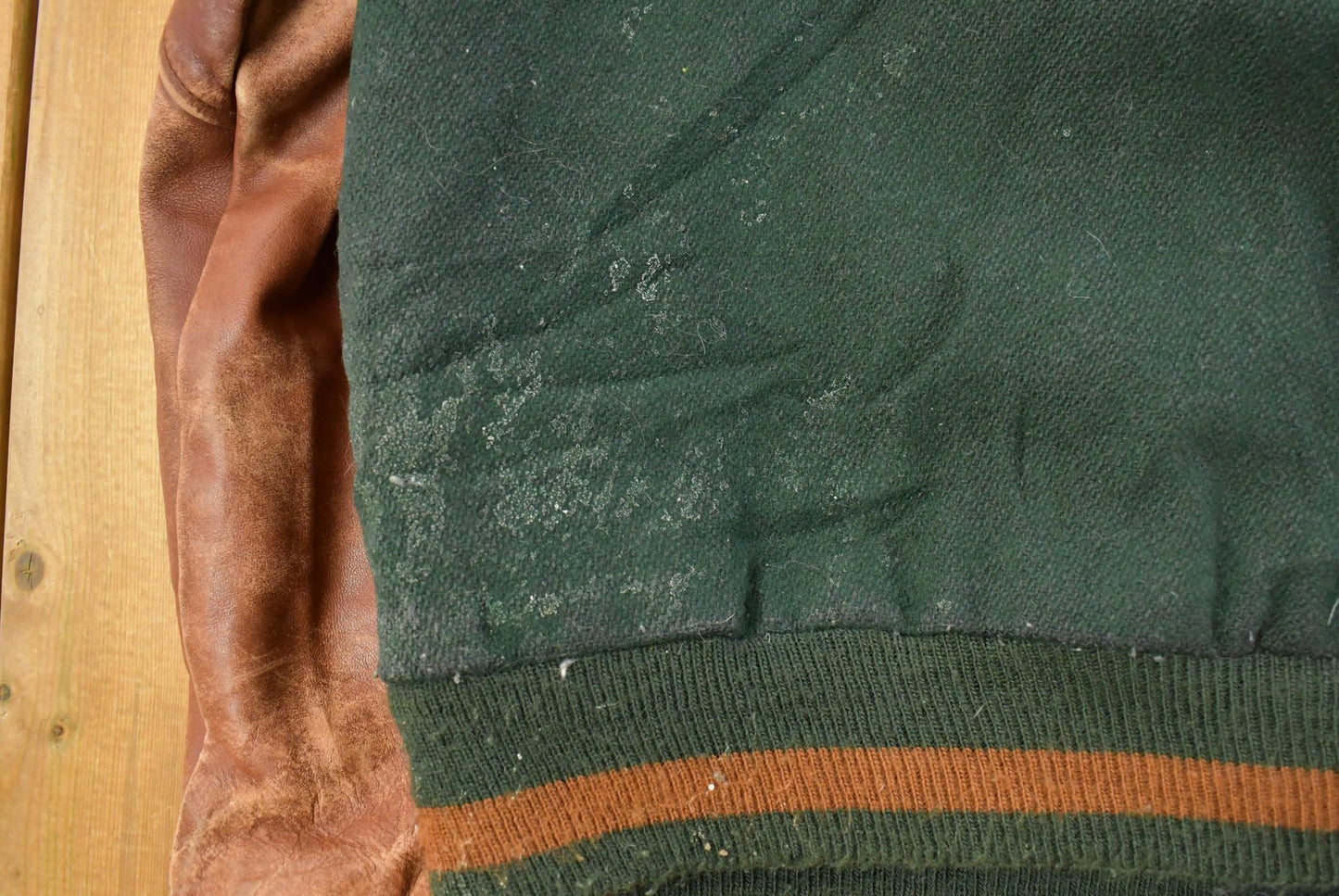Vintage 1990s Eagle Sportswear Embroidered Wool Leather Varsity Jacket Men's L