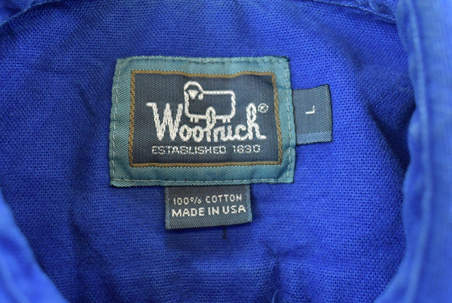 Vintage 1990s Woolrich Chamois Blue Button Up Shirt Men's L