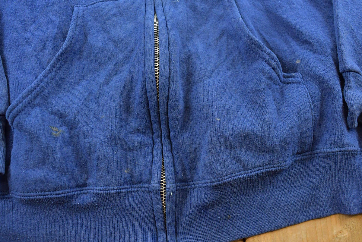 Vintage 1990s Sturdy Sweats Full Zip Up Blank Blue Hoodie Sweatshirt Men's L