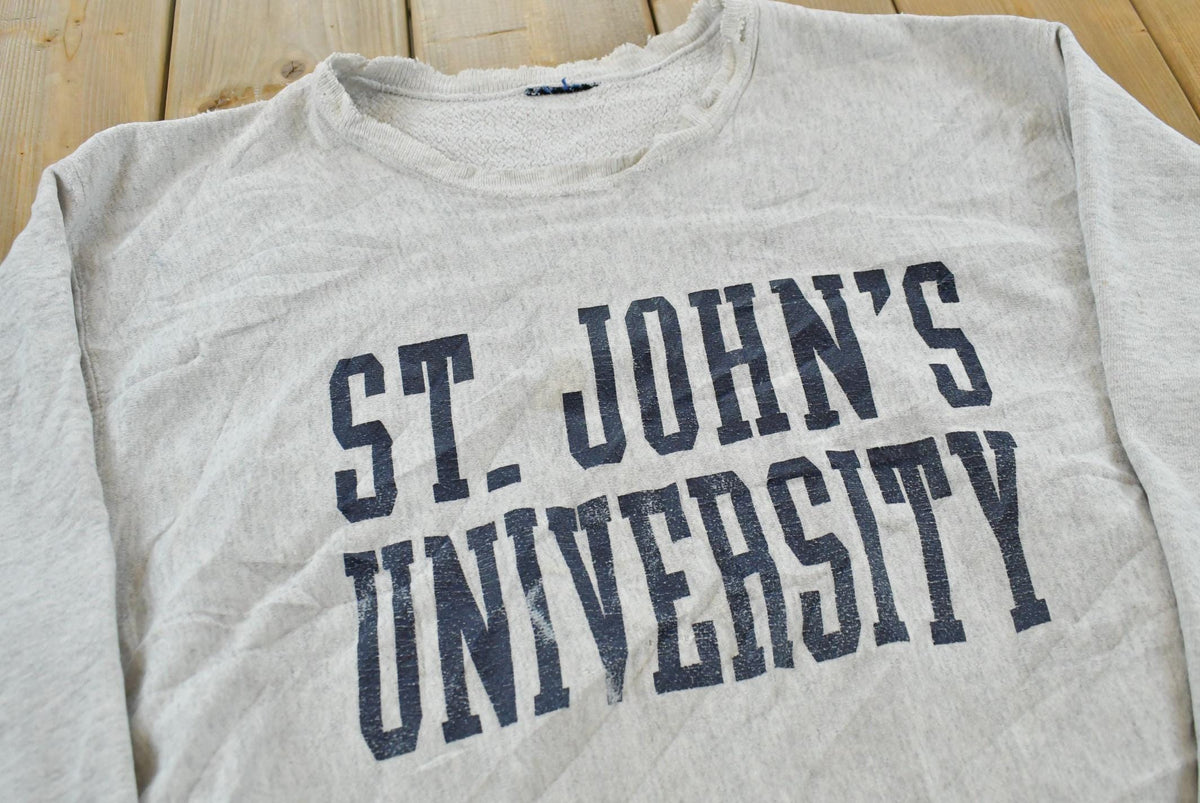 Vintage 1990s Thrashed St John's University Jansport Reverse Weave Style Crewneck Sweatshirt Men's L / NCAA Collegiate Streetwear
