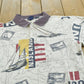 Vintage 1990s Nautica Map Print Polo Shirt Men's M