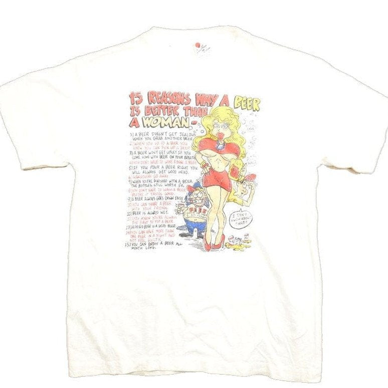 Vintage 1990s Funny Women Vs Beer Graphic T-Shirt Men's Small