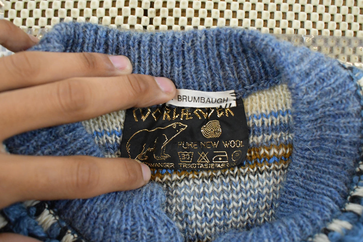 Vintage 1980s Norlander Wool Knit Cardigan Sweater Women's L / Vintage Cardigan / Button Up Cardigan / 80s Nordic Sweatshirt / Fair Isle