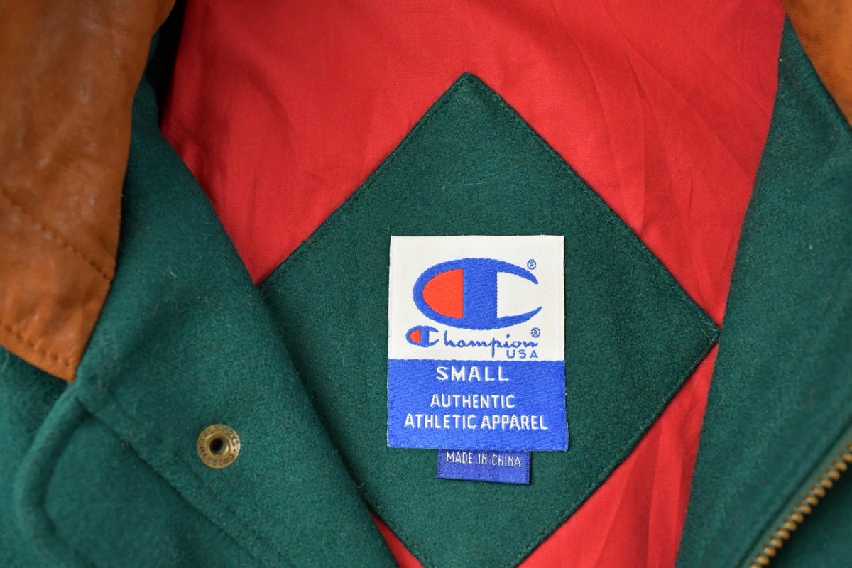 Vintage 1990s Wisconsin Champion Leather Wool Varsity Jacket Men's Small
