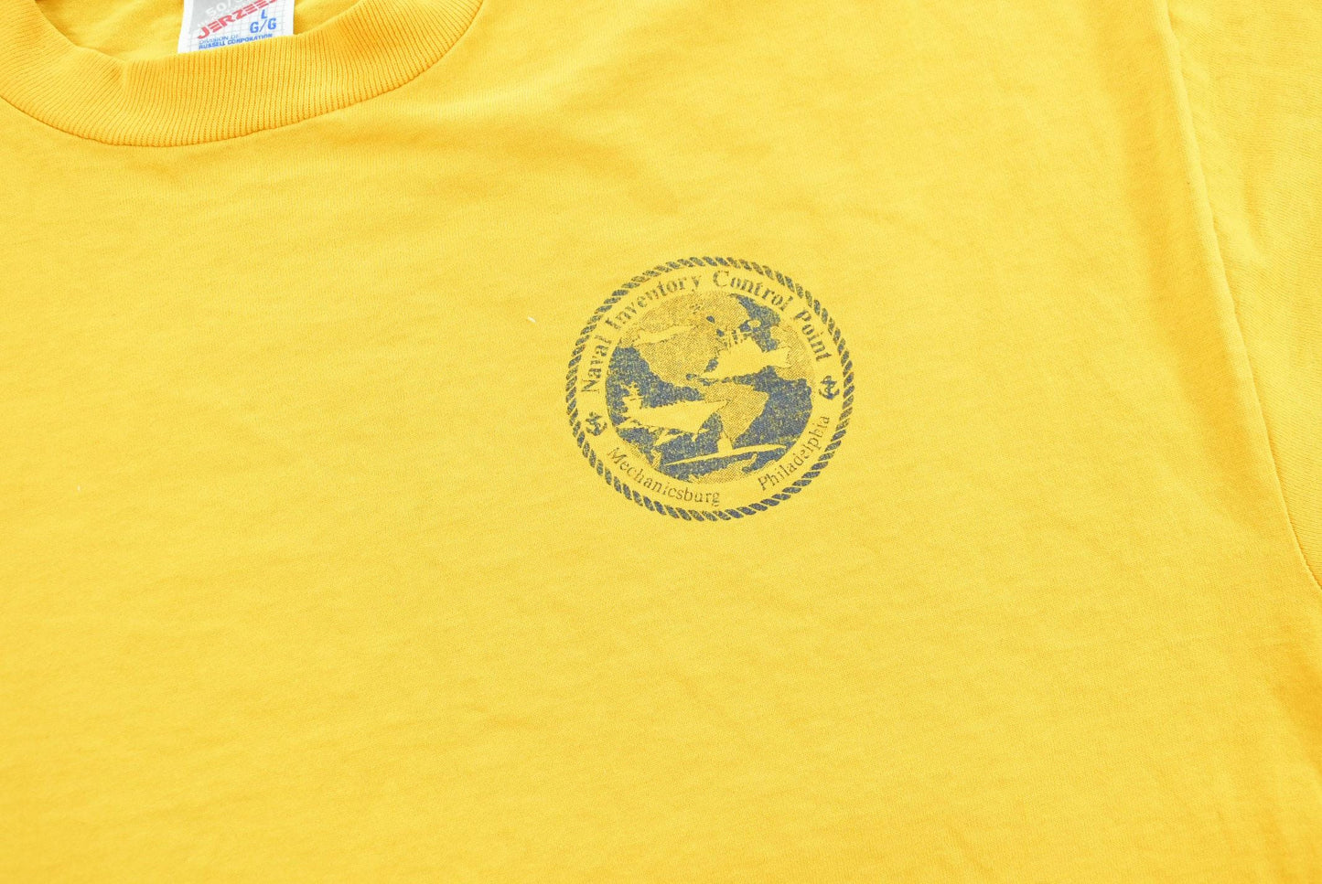 Vintage 1990s Jerzees Naval Inventory Control Point Mechanicsburg Philadelphia Pennsylvania Military T-Shirt Men's L