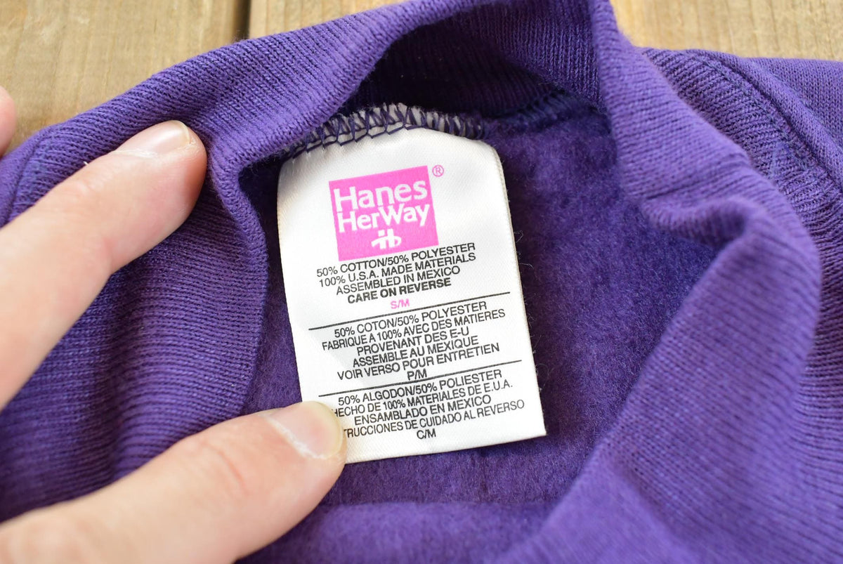 Vintage 1990s Deadstock Hanes Her Way Blank Purple Crewneck Sleep Sweatshirt Women's M Long