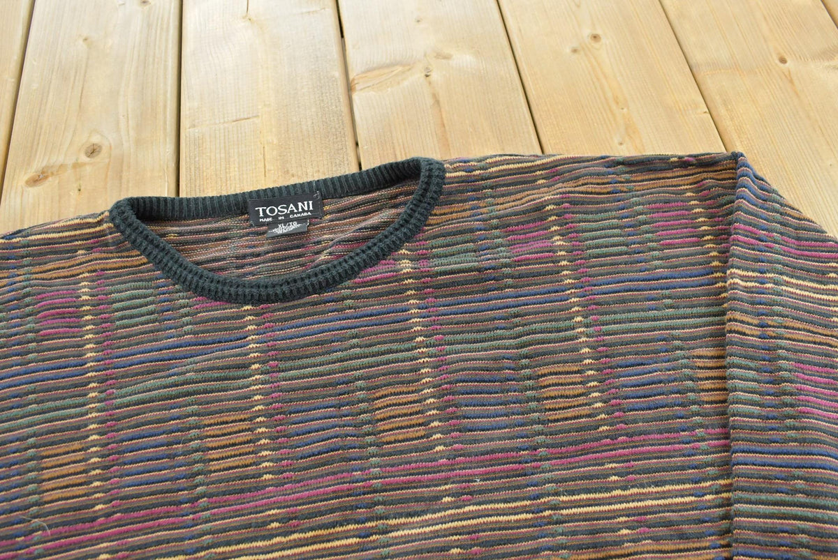 Vintage 1990s Tosani Cotton Knit Textured Crewneck Sweater Men's XL