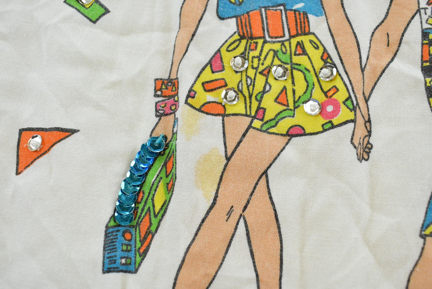 Vintage 1980s Take Away Hot Summer Romance Sequins Shoulder Pads T-Shirt Women's 2XL
