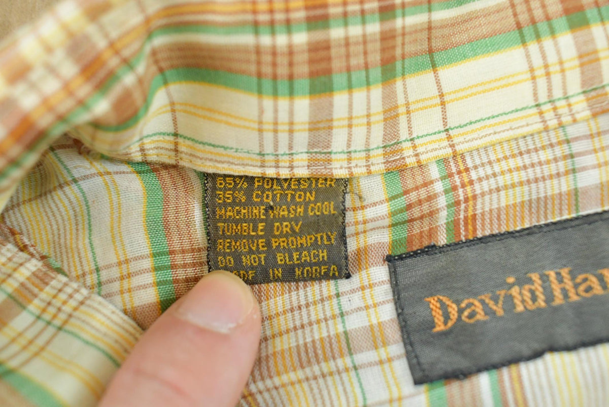 Vintage 1980s David Harrison Plaid Snaps Button Up Western Shirt Men's XL