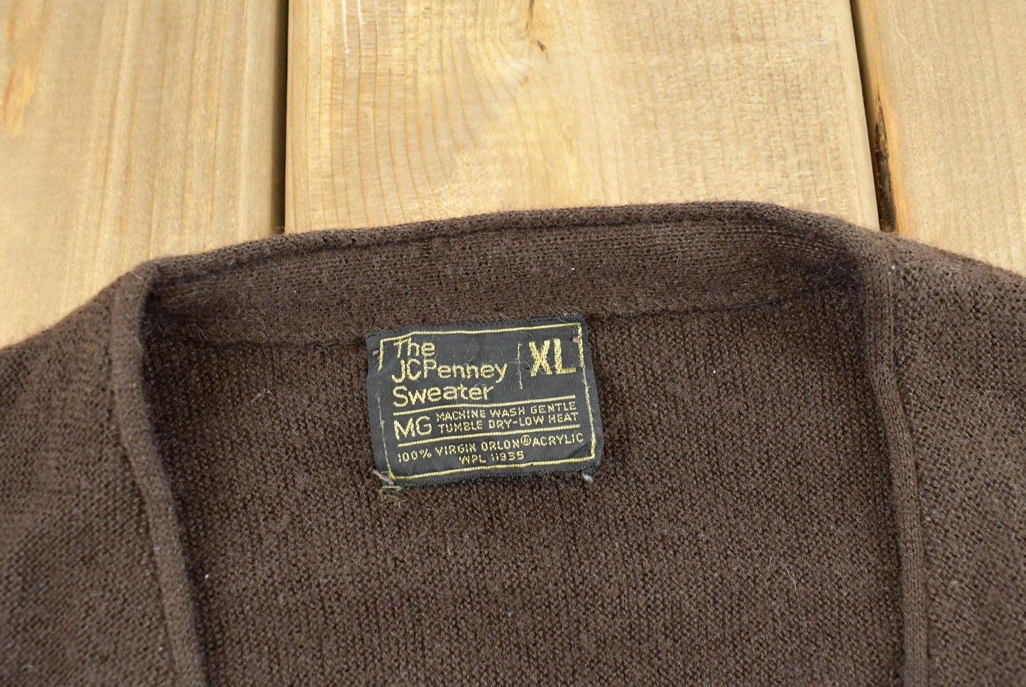 Vintage 1980s JC Penney Acrylic Knit Brown Cardigan Men's M