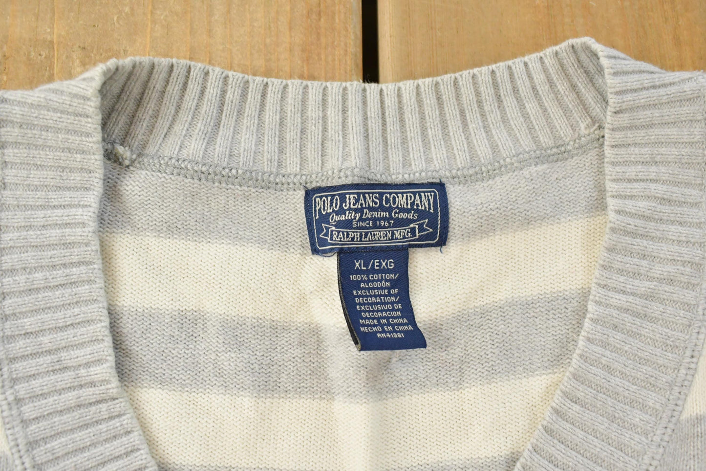 Vintage 1990s Polo Jeans Co Ralph Lauren Knit V-Neck Sweater Women's L