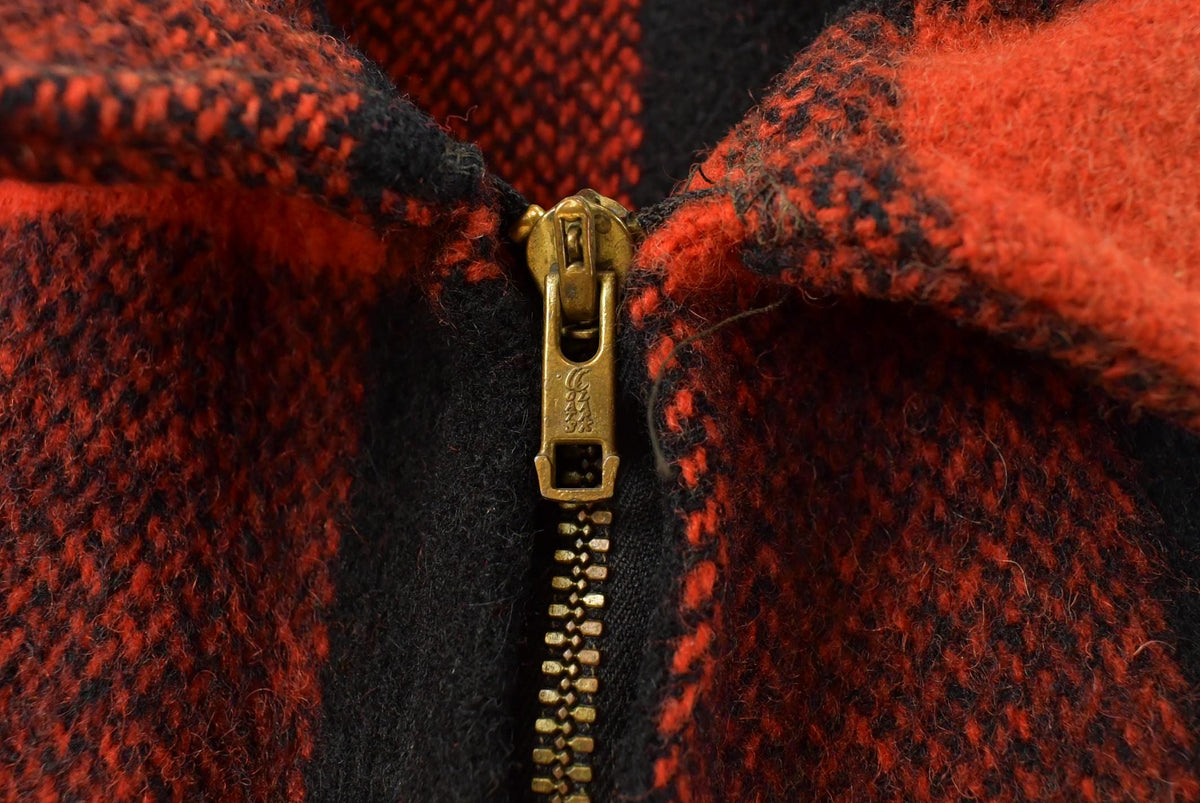 Vintage 1950s Melton Outer-Wear Full Zip Buffalo Plaid Wool Hunting Shacket Mens M