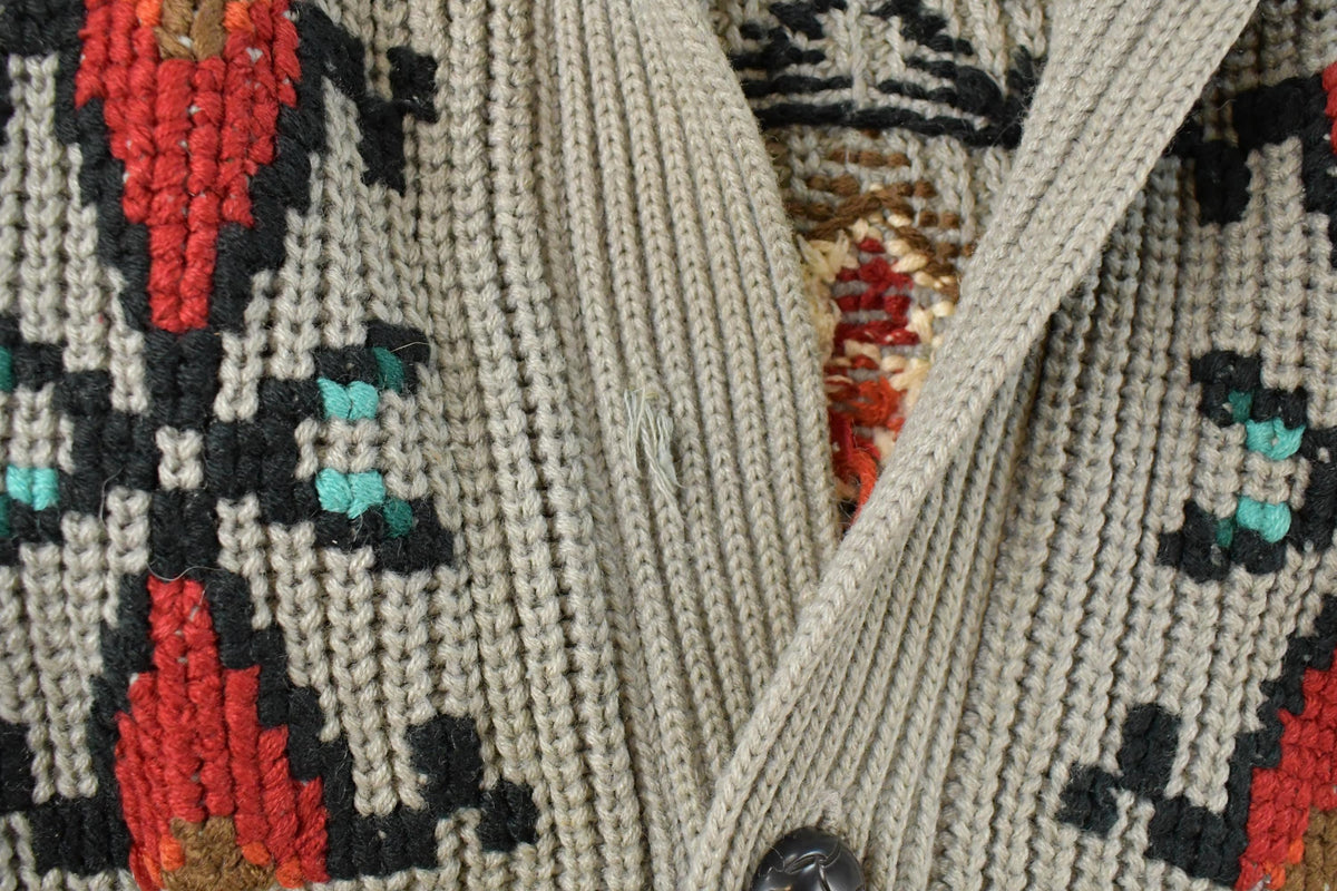 Vintage 1970s Miller Southwestern Knit Cardigan Sweater Men's M
