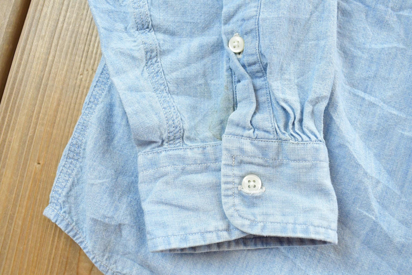 Vintage 1990s Polo Ralph Lauren Chambray RL Quality Goods American Flag Embroidered Button Down Shirt Men's L