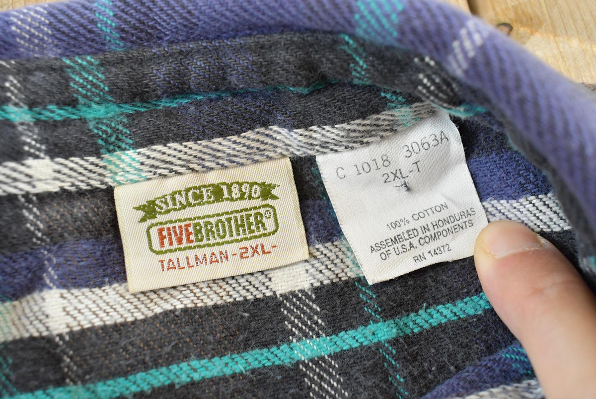 Vintage 2000s Five Brother Plaid Flannel Button Up Shirt Men's XLT