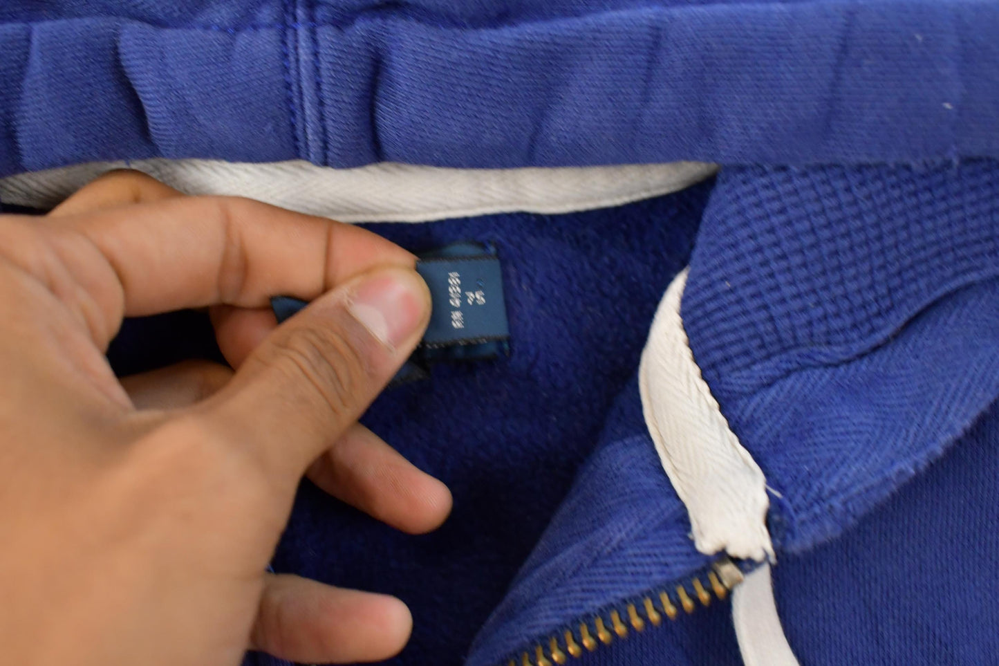Vintage 1990s Polo Ralph Lauren Blue Thermal Lined Full Zip Hoodie Men's 2XL