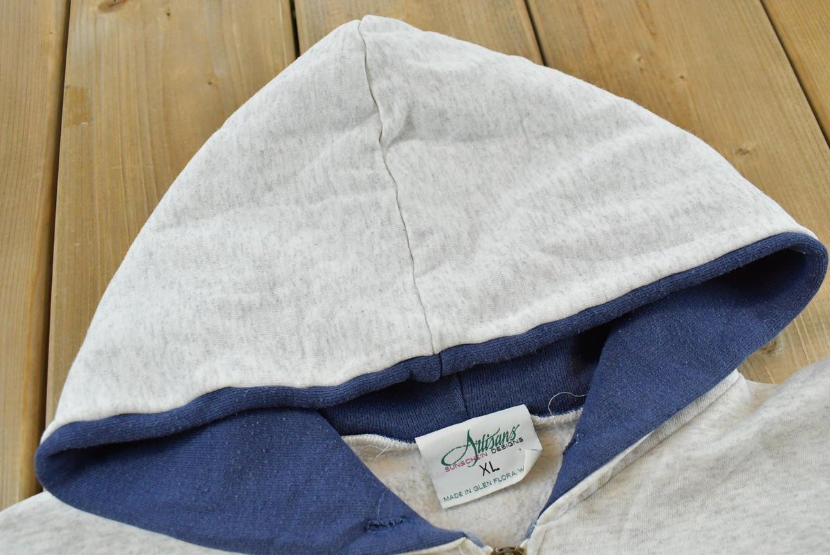 Vintage 1990s Artisans Elroy-Sparta Wisconsin Souvenir Quarter Zip Embroidered Hoodie Sweatshirt Mens XL / 90's Destination Streetwear