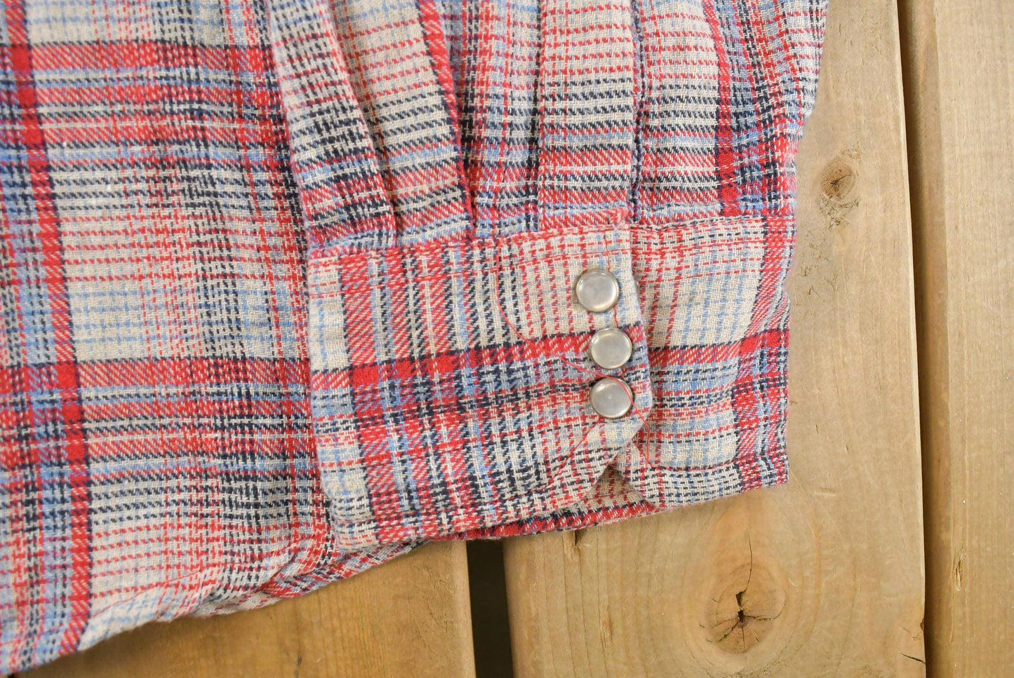 Vintage 1990s Real Workwear Western Plaid Flannel Pearl Snap Shirt Men's XL