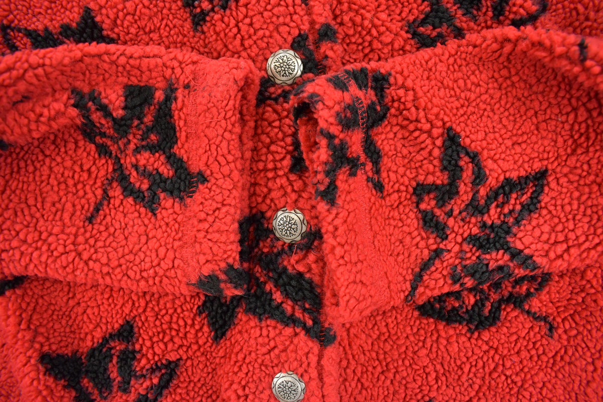 Vintage 1990s White Stag Autumn Fall Leaves Fleece Button Up Sweater Women's L