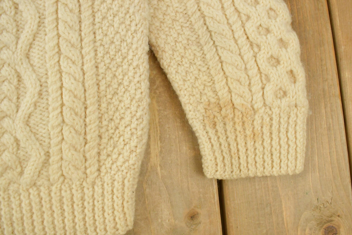 Vintage 1980s Blarney Woolen Mills Fisherman Ribbed Wool Knit Sweater Men's L