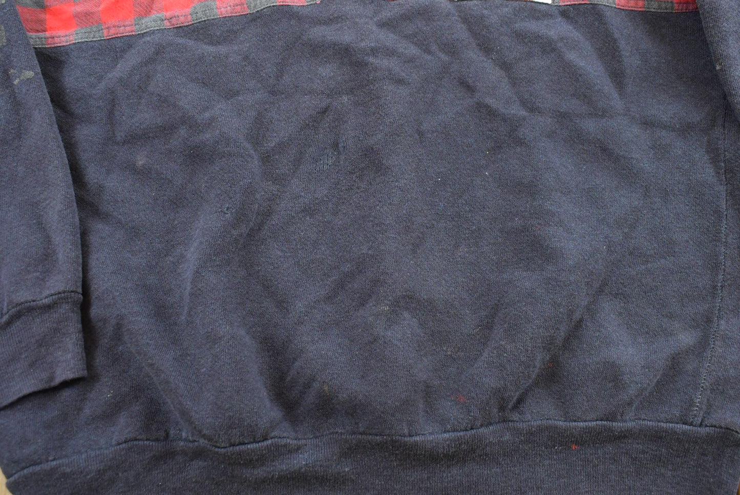 Vintage 1990s University Place NY Quarter Button Plaid Crewneck Sweatshirt S