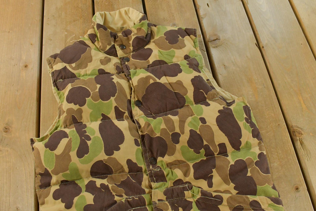 Vintage 1990s Duck Camo Reversible Vest Goose Down Puffer Jacket Men's S