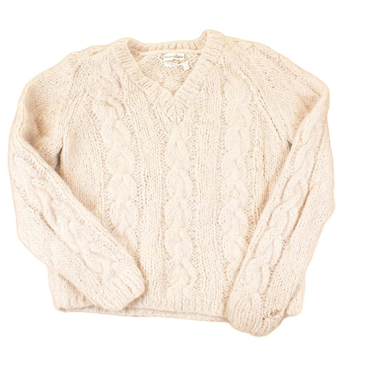 Vintage 1970s Daytons Hand Cable Knit V Neck Sweater Women's S