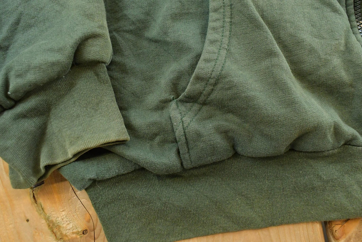 Vintage 2000s Faded BTC Green Thermal Lined Zip Up Hoodie Sweatshirt Men's XL