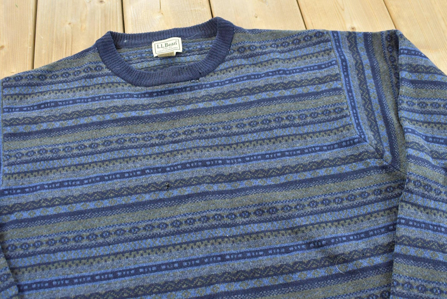 Vintage 1990s LL Bean Wool Knit Striped Sweater Men's L