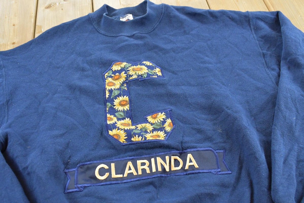Vintage 1990s Clarinda Embroidered Sunflower Souvenir Crewneck Sweatshirt Men's M