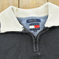 Vintage 1990s Tommy Hilfiger Striped Quarter Zip Knit Sweater Men's L