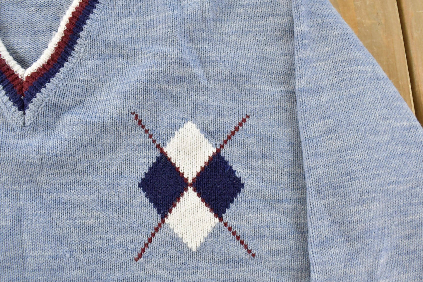 Vintage 1980s National V-Neck Knit Sweater Men's Medium