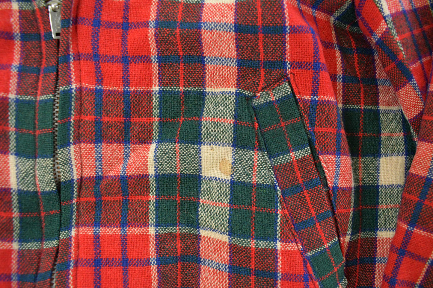 Vintage 1960s Wool Tartan Plaid Full Zip Jacket Youth Large