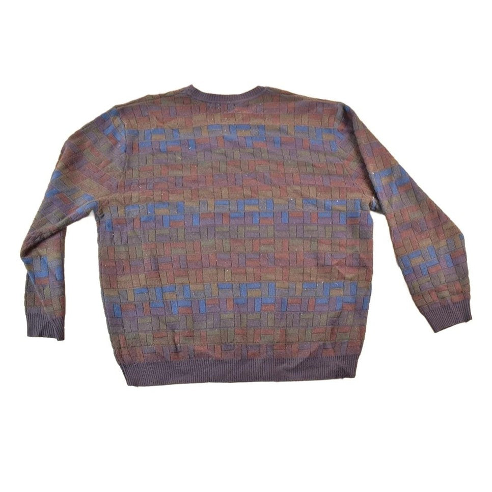 Vintage 1990s Van Heusen Knit Abstract Pattern Crewneck Sweater Mens L