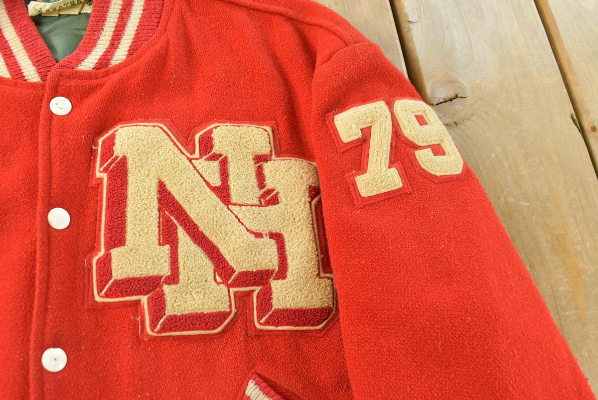 Vintage 1970s NH Chatnam Chenille Patch Collegiate Wool Varsity Letterman Jacket Men's L