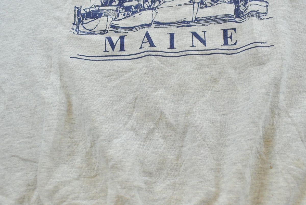 Vintage 2000s Maine Sailboat Marina Souvenir Crewneck Sweatshirt Men's M