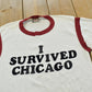 Vintage 1980s I Survived Chicago Funny Parody Souvenir Ringer T-Shirt Men's S
