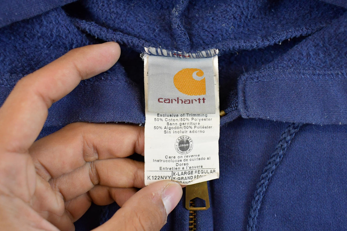 Vintage 1990s Carhartt Full Zip Hoodie Men's XL / Sun Faded / 90s Workwear / Zip Up Sweatshirt